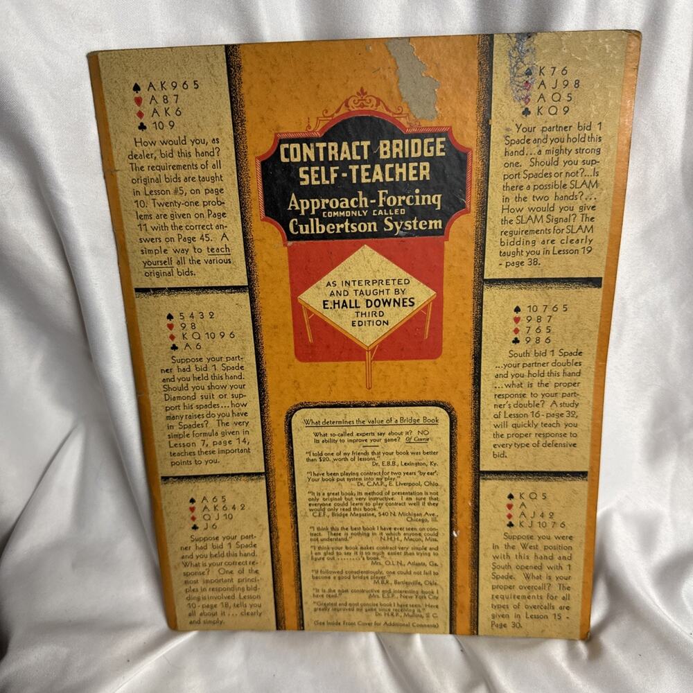 Contract Bridge Self-Teacher by E. Hall Downes 1933 3rd Edition Approach Forcing
